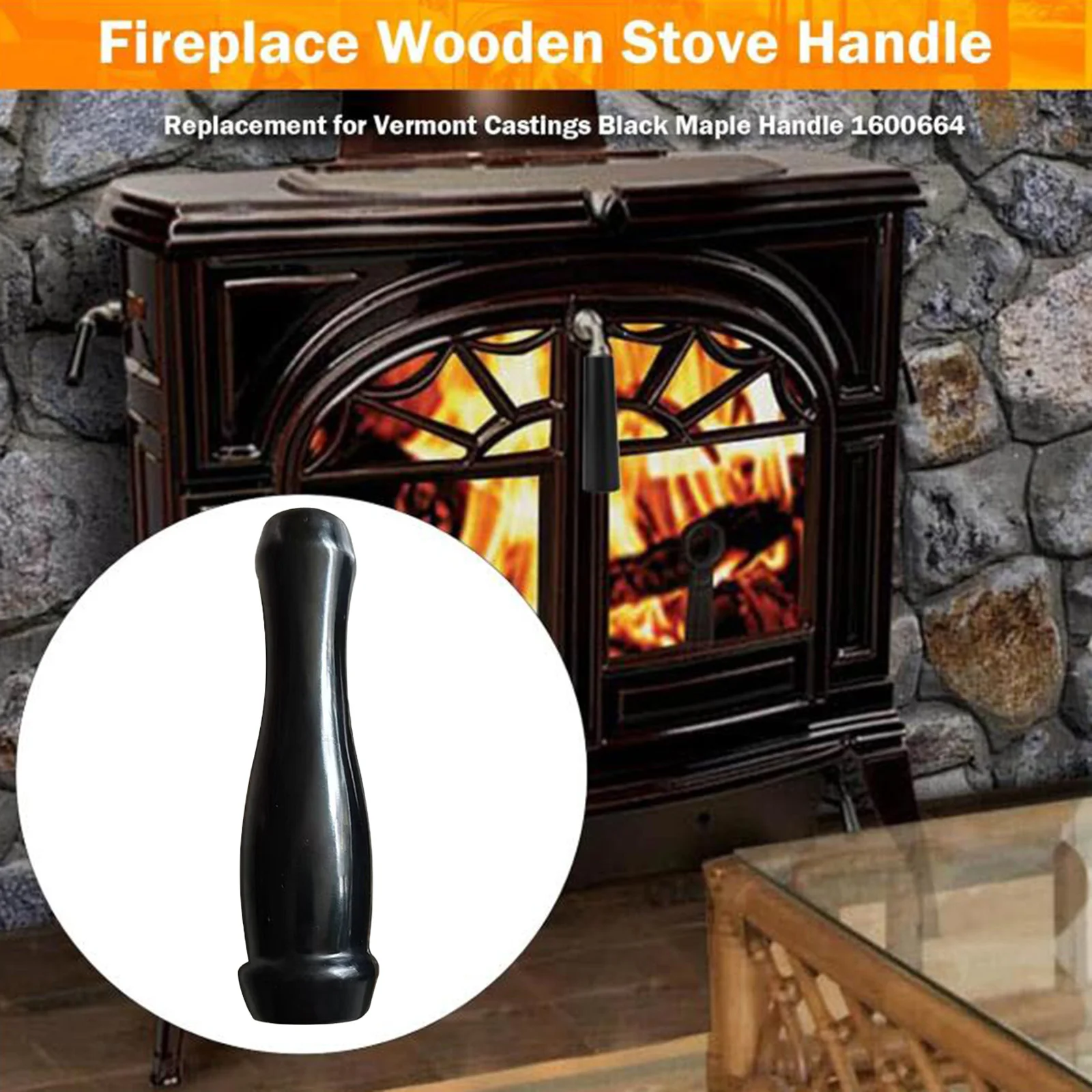 1 Pc Fireplace Door Handle Sturdy Replacement Fireplace Door  Rubber Fireplace Wooden Stove Handle for Fireplace Wooden Stove