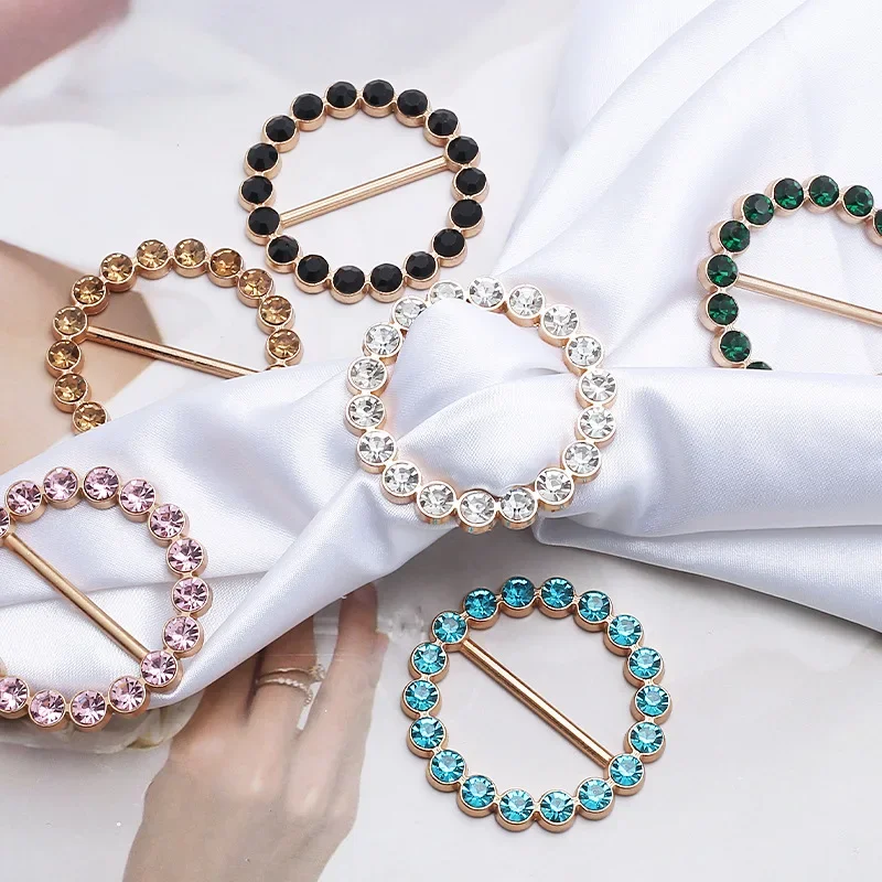 Boucles d'Angle Nouées Rondes en Métal, Strass Haut de Gamme, Décor d'Écharpe, pour T-shirt, Nministériels d, Fixation de Châle, 1 Pièce