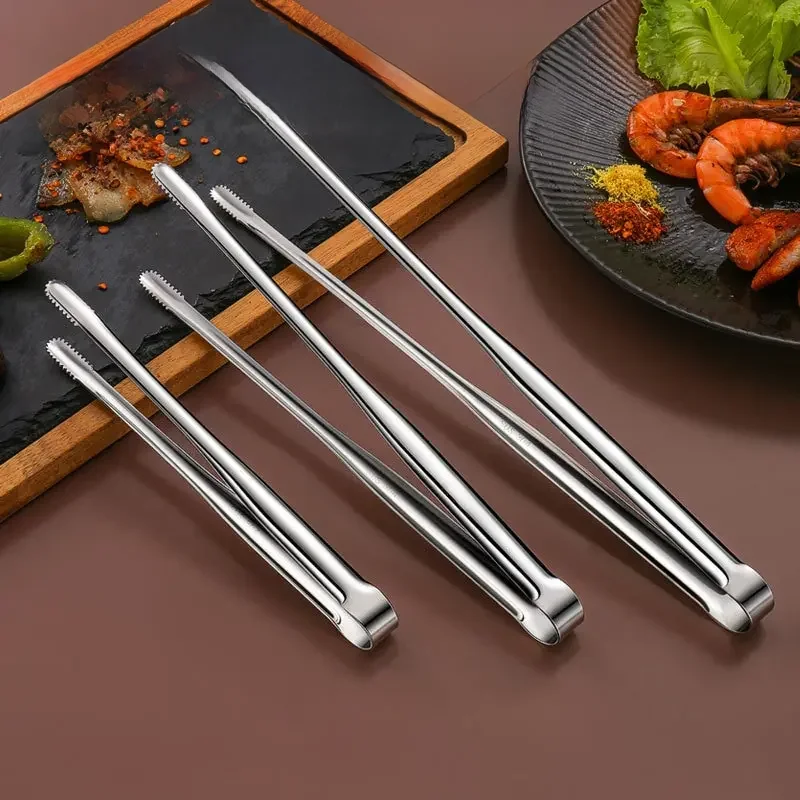 Pince à viande en acier inoxydable 304, ustensiles de cuisine, cuisson au barbecue, accessoires de cuisine argentés, fournitures de camping, 1 pièce