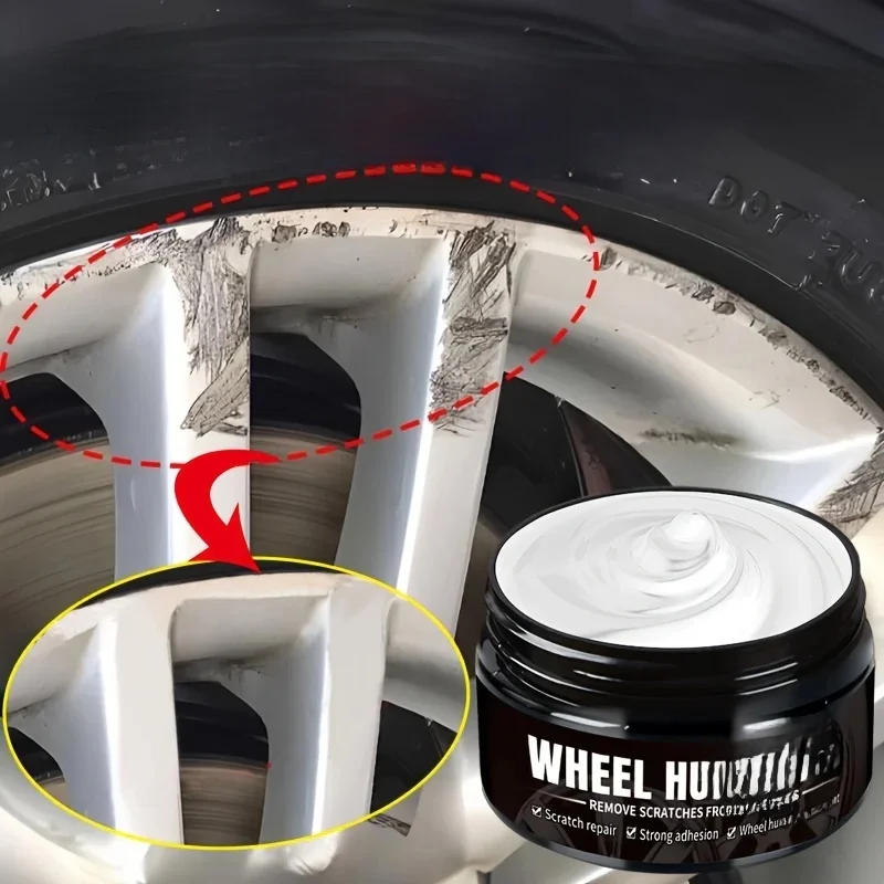 Pâte de rénovation des rayures de jante de roue de voiture, pâte de réparation de peinture anti-rayures de jante de pneu-jante en alliage d'aluminium argenté noir et blanc