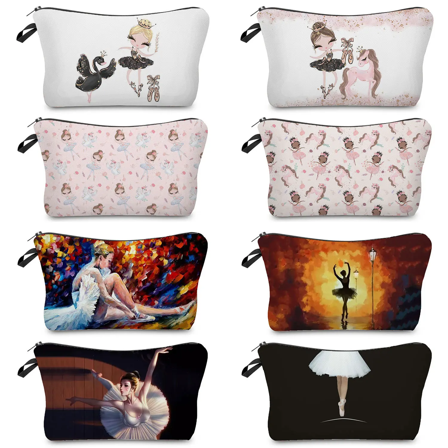 Teenager Cute Ballet Dancer Girl Printing Toiletries Organizer Cosmetic Bag Fashion Women Customizable Cosmetic Case Makeup Bags