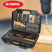 13/246Pcs Titanium Coated Drill Bits HSS High Speed Steel Set Quality Power Tools Accessories Woodworking Drill Bit Hole Opener