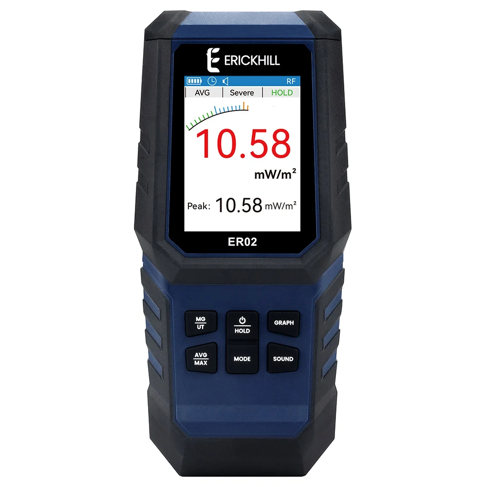 ERICKHILL ER02 Misuratore EMF Portatile, Rilevatore di Radiazioni del Campo Elettromagnetico, Tester di Radiazioni Elettromagnetiche EF RF MF, Rilevatore di Segnali, Rilevatore EMF Ricaricabile per