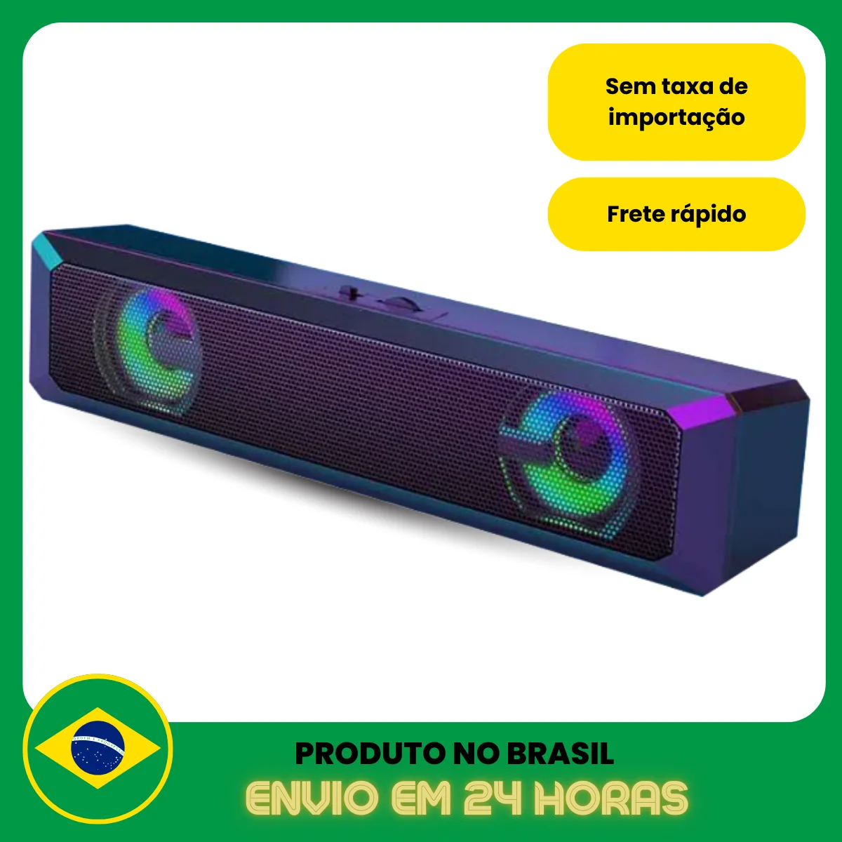 Caixa Som Caixinha Pc Computador Notebook Potente Led Rgb P2
