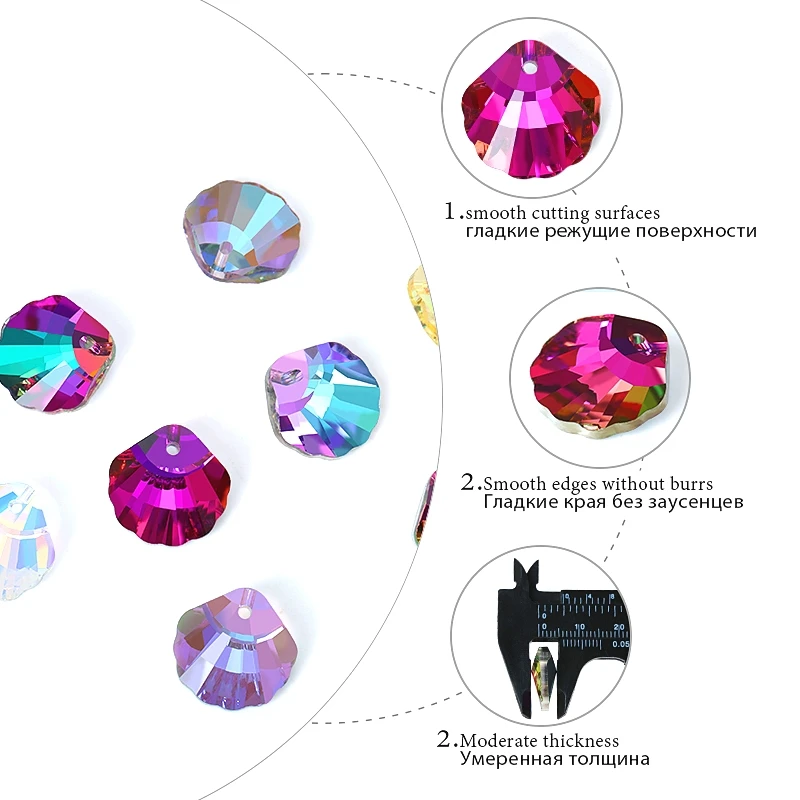 12/24PCS 16mm Crystal Glass Beads for Jewellery Making Supplies Shell Shape AB Color Jewelry Beads Pendant DIY Necklace Earrings