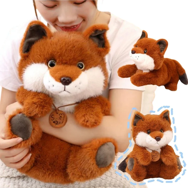 Symulacja Kawaii Fox Pluszowa lalka Poduszka Okrągła Siedząca Leżąca Zwierzę Lis Pluszowa Zabawka Dekoracja domu Prezent Dla Chłopców I Dziewcząt — zdjęcie 2