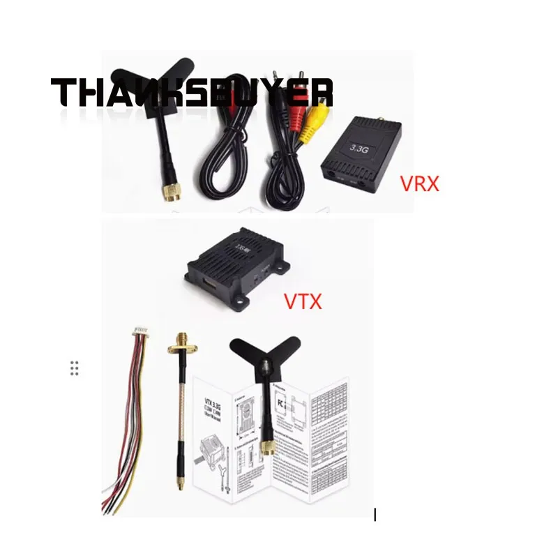 Set of 3.3GHz 4W TX RX Wireless Video Transmitter Receiver VTX + VRX with Manual for FPV Drones