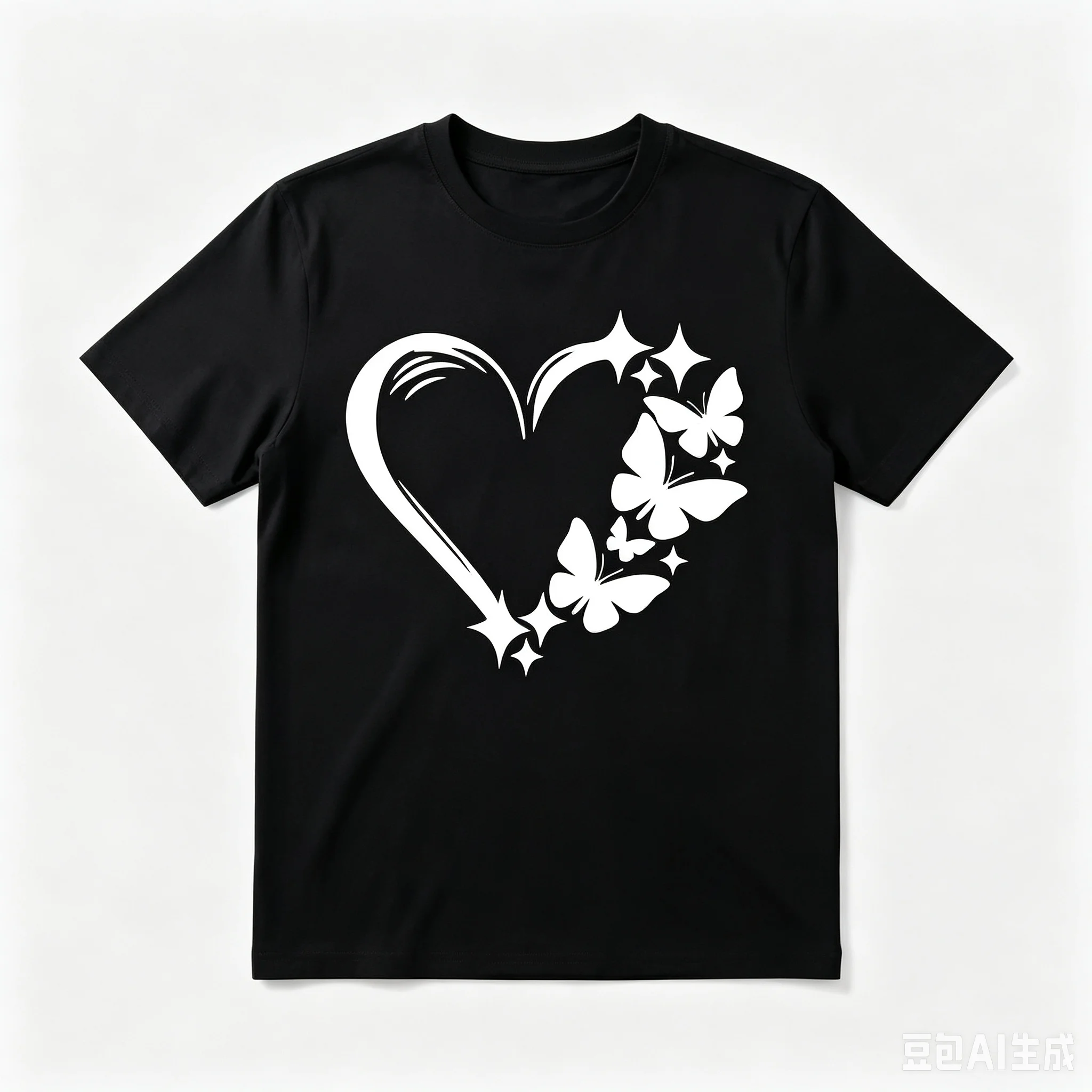 Men Heart Butterfly Graphic T Shirt Soft Short Sleeve Tops Minimalist Print Tees Streetwear Daily Casual Birthday Gift For Men Women Friends