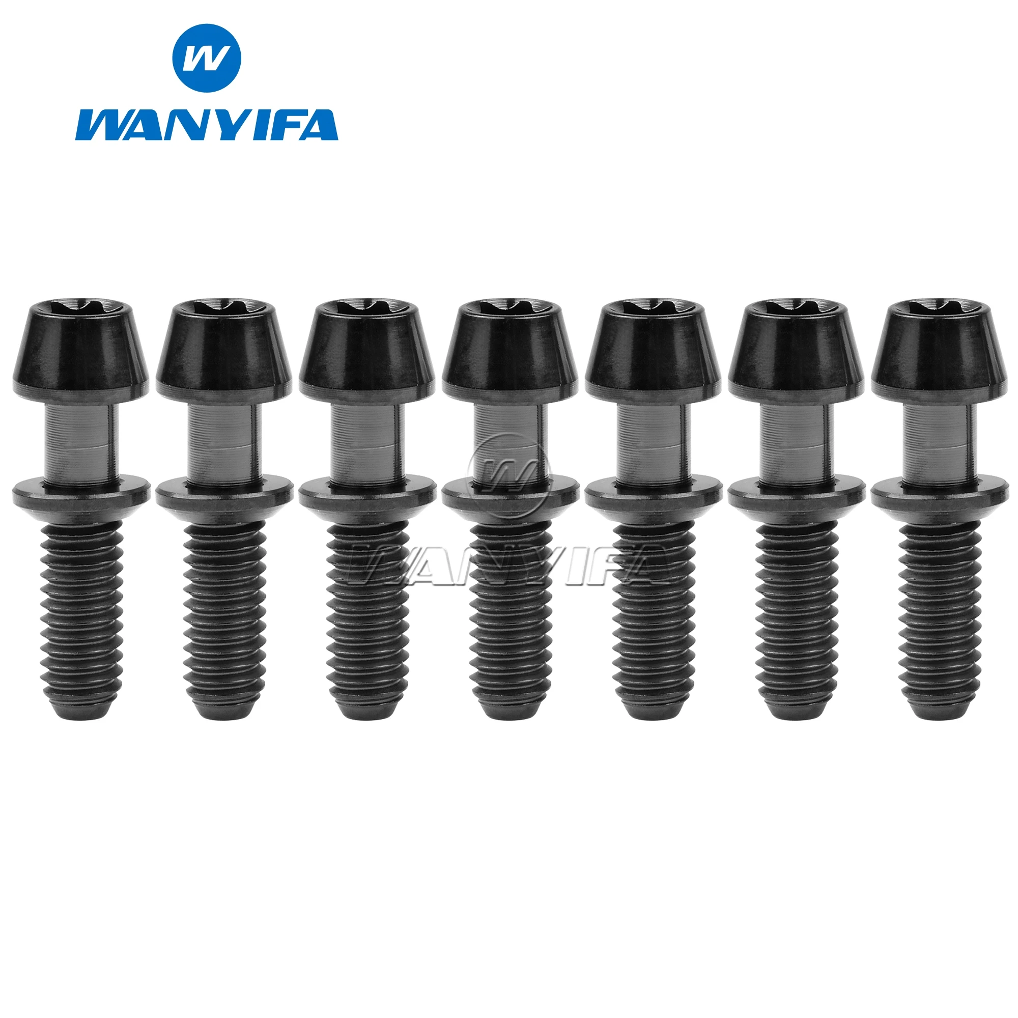 Parafusos de Titânio Wanyifa M4x15.3mm com Cabeça Estrela T20 Cônicos (com Arruelas) para Haste de Guidão Ritchey C260 - Conjunto de 7 Peças