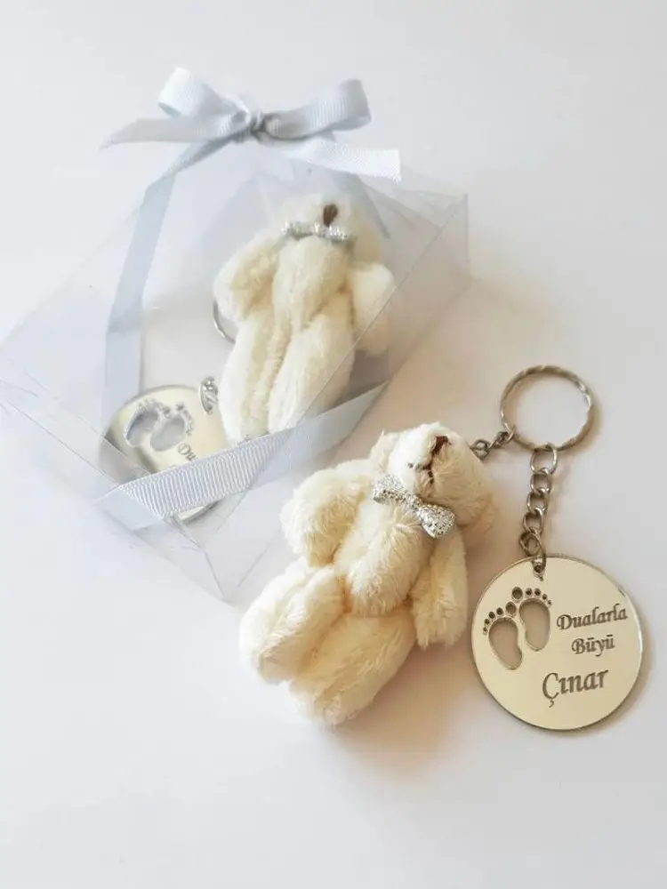 Teddy bear Keychain 50 PCs Can Be Customized Baby Shower Wedding Birthday Engagement Party And All Events With You