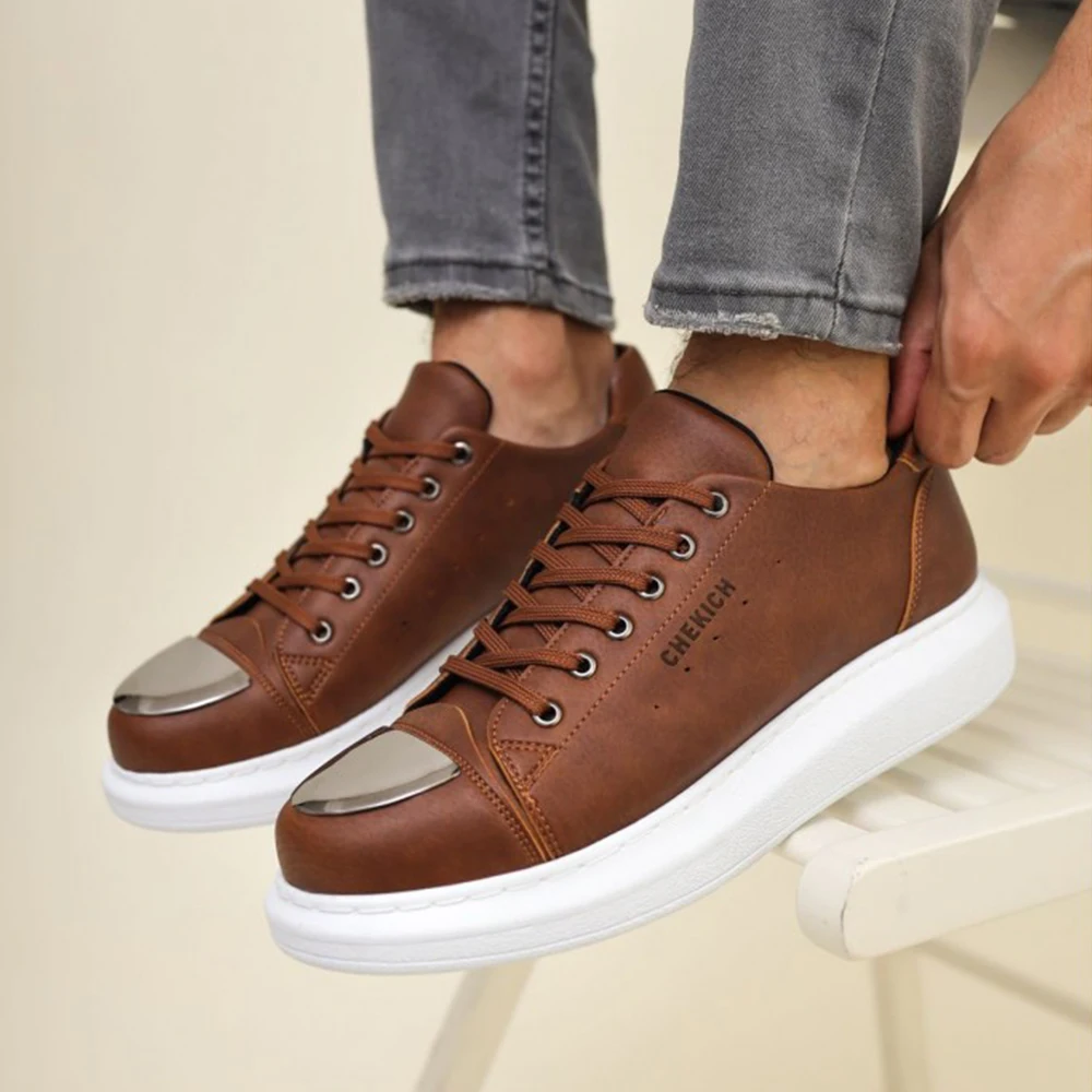 

FOH Store Sneakers for Men Women TAN Artificial Leather 2023 Spring Autumn Casual Lace Up Fashion Shoes High Base Sport Comfortable Light Vulcanized Daily Original Canvas Odorless Orthopedic Suits Office Wedding 175