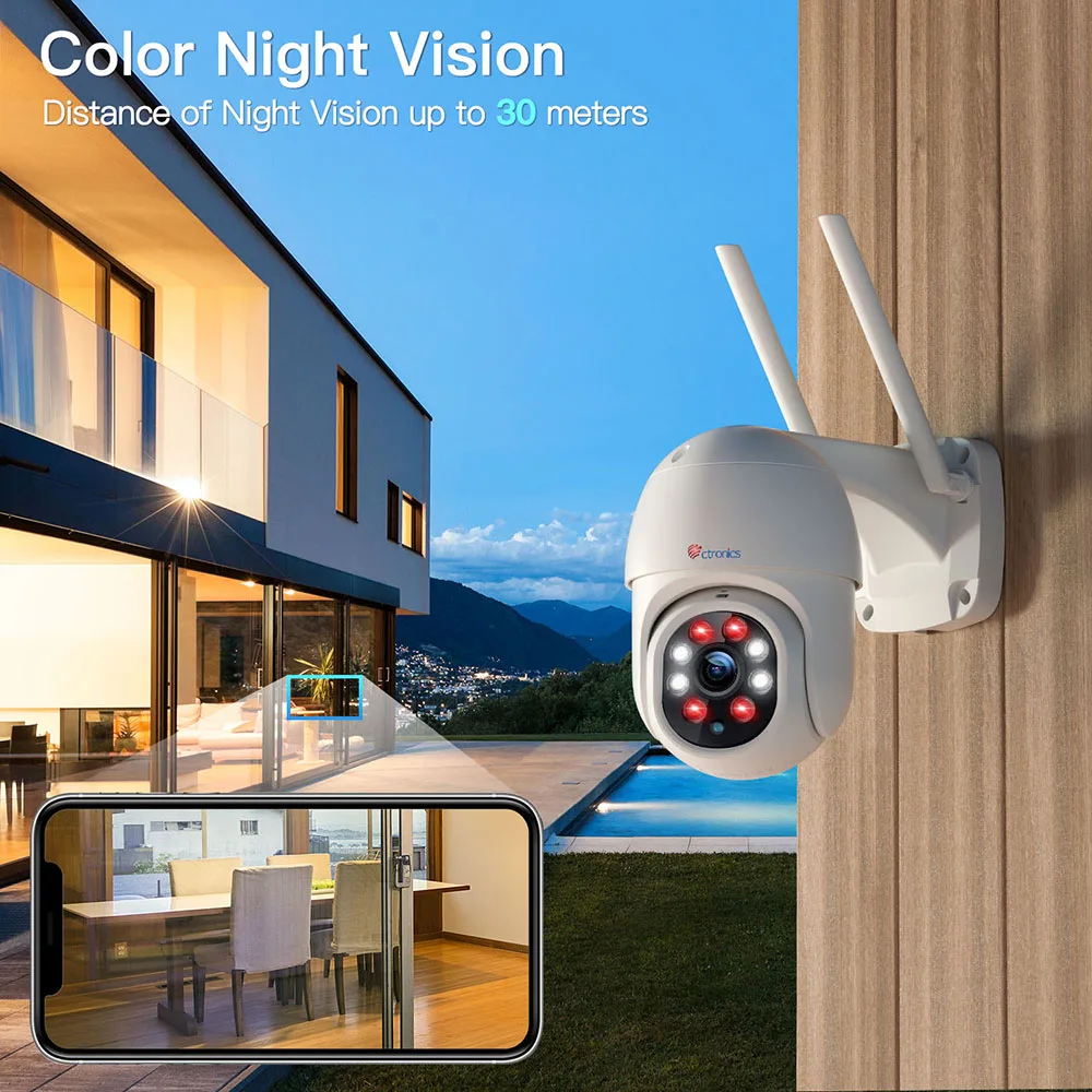 Ctronics WIFI IP Camera Outdoor Pan Tilt Human Detection CCTV Security Protection Camera 360 Auto Cruise Color Night Vision FHD