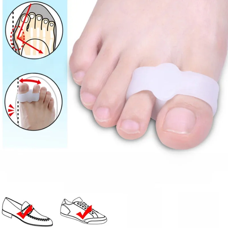 Mathiateur de pouce en gel de silicone à deux trous, outil de soin des pieds, protecteur des doigts, pédicure, grand, Valgus, 2 pièces