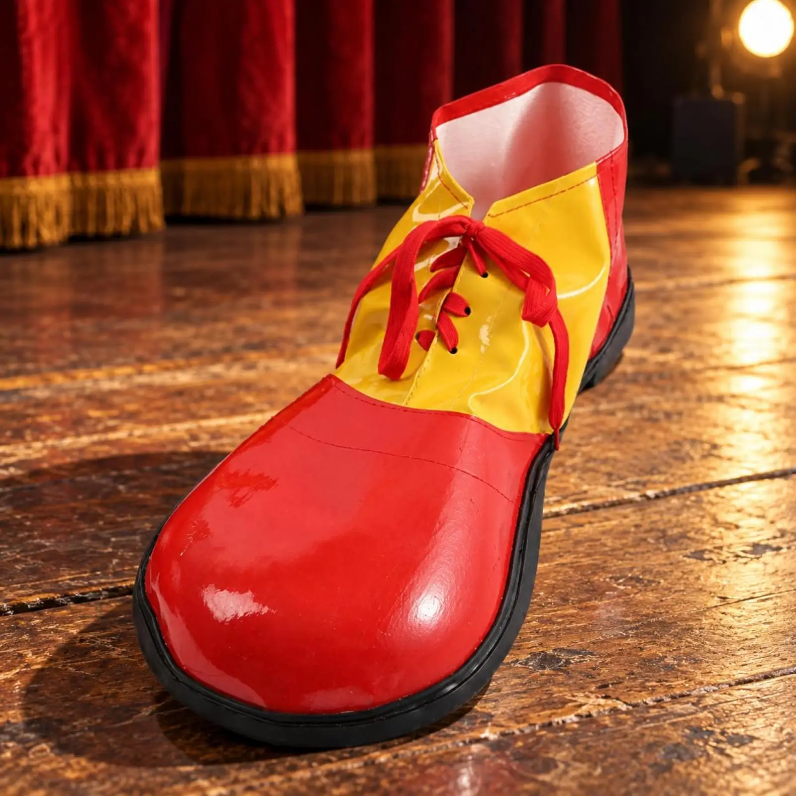 1 Pcs Halloween Clown Costume Shoes for Party Performance Red White Screen Printed Shoe with Black Sole