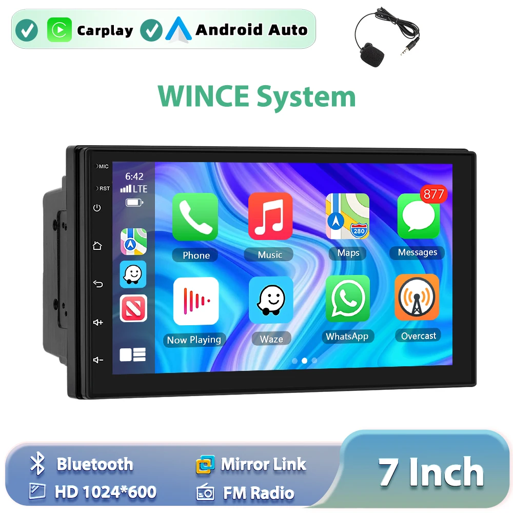 Podofo Carplay Android Auto Car MP5 Player 7 Inch 2 Din Universal Multimedia Video Player MirrorLink FM USB AUX BT Radio image 3