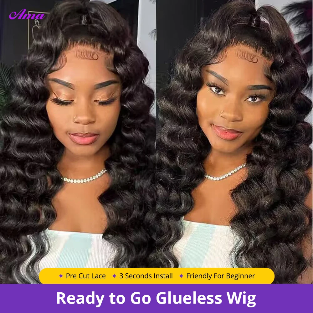 Ready to Wear 28 30 Inch Glueless Loose Deep Wave Lace Frontal Wig 13x4 Pre Plucked Lace Front Human Hair Wigs For Women