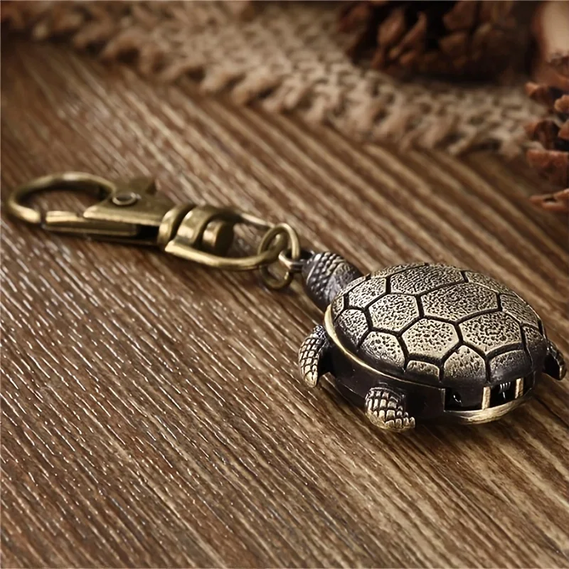 1PC Retro Cartoon Turtle Flip Kreatywny zegarek ścienny, zegarek kieszonkowy, zegarek naszyjnikowy, zegarek studencki, klucz do szkoły podstawowej — zdjęcie 2