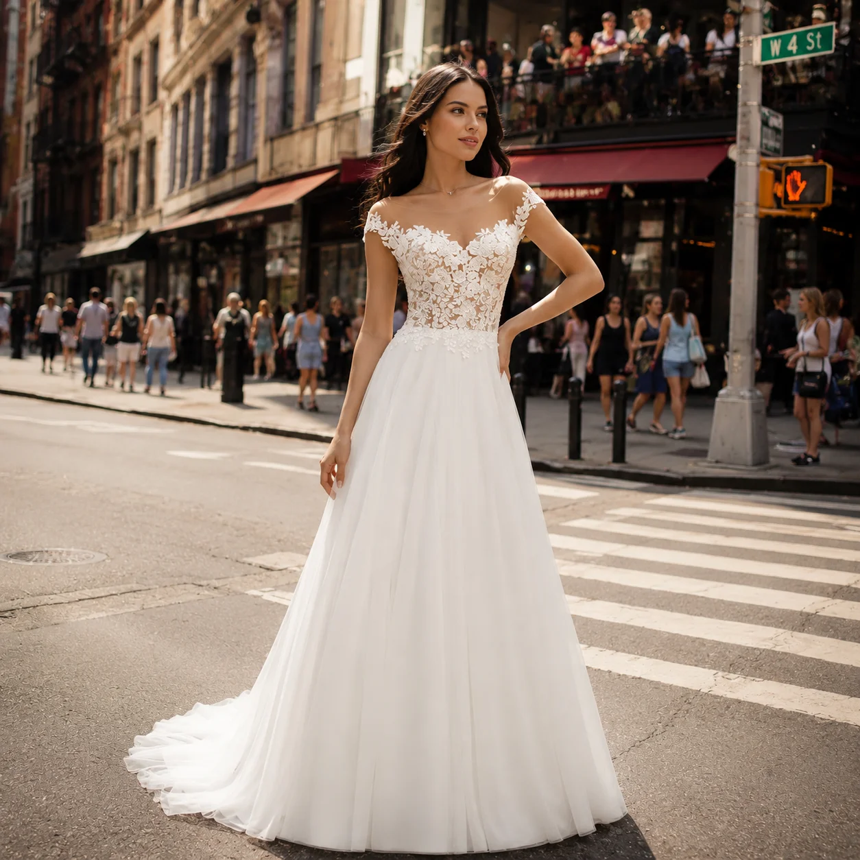 2026 A-Line Wedding Dresses Illusion Neckline Lace Appliques Tulle Bridal Gown Romantic Backless Long Brides Dress Customized
