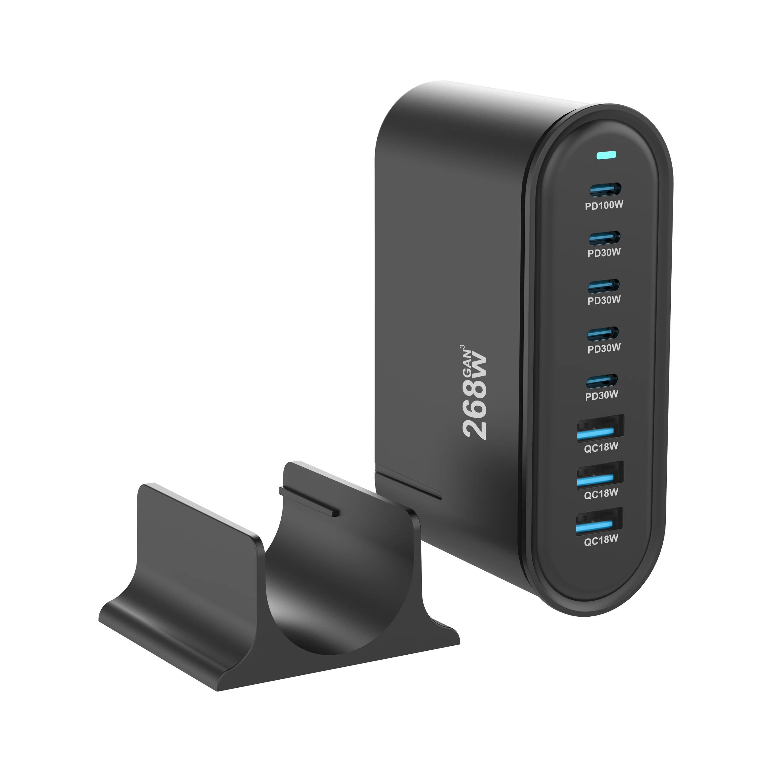 

Зарядное устройство USB GaN с 8 портами, 268 Вт, для нескольких устройств, зарядный концентратор USB со Smart IC для iPhone15 16 Samsung ipad