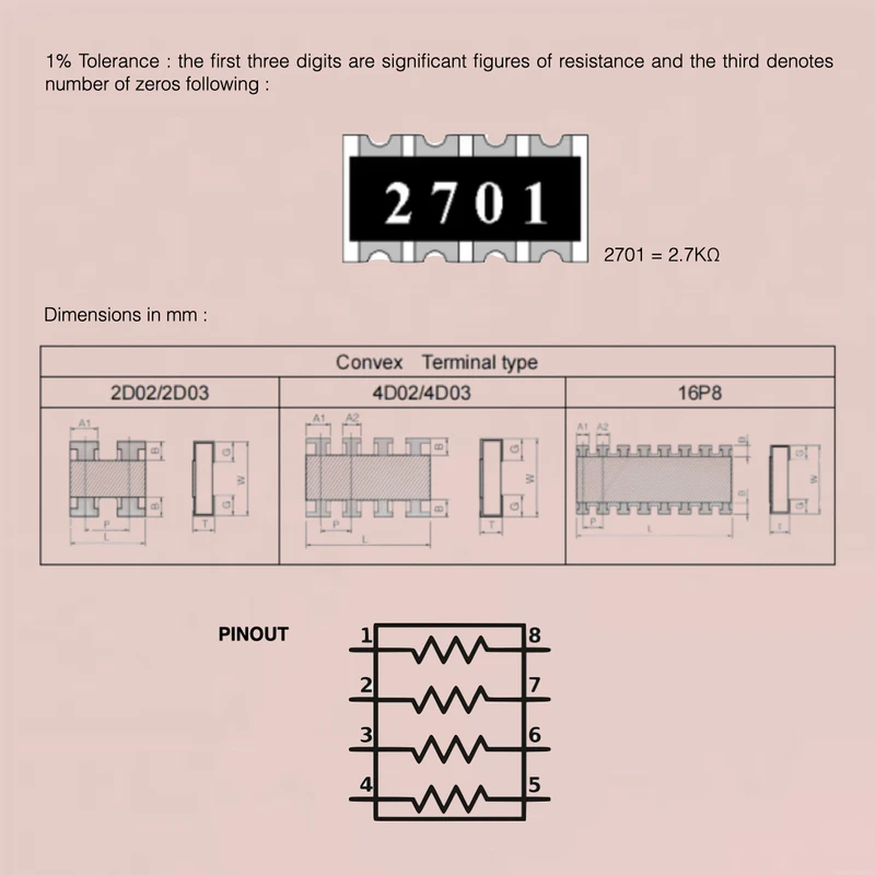 100 Pçs/lote NOVO 0402 Resistor de Rede SMD Matriz 5% 100Ω 8P (2*4P) Resistor de Rede SMD