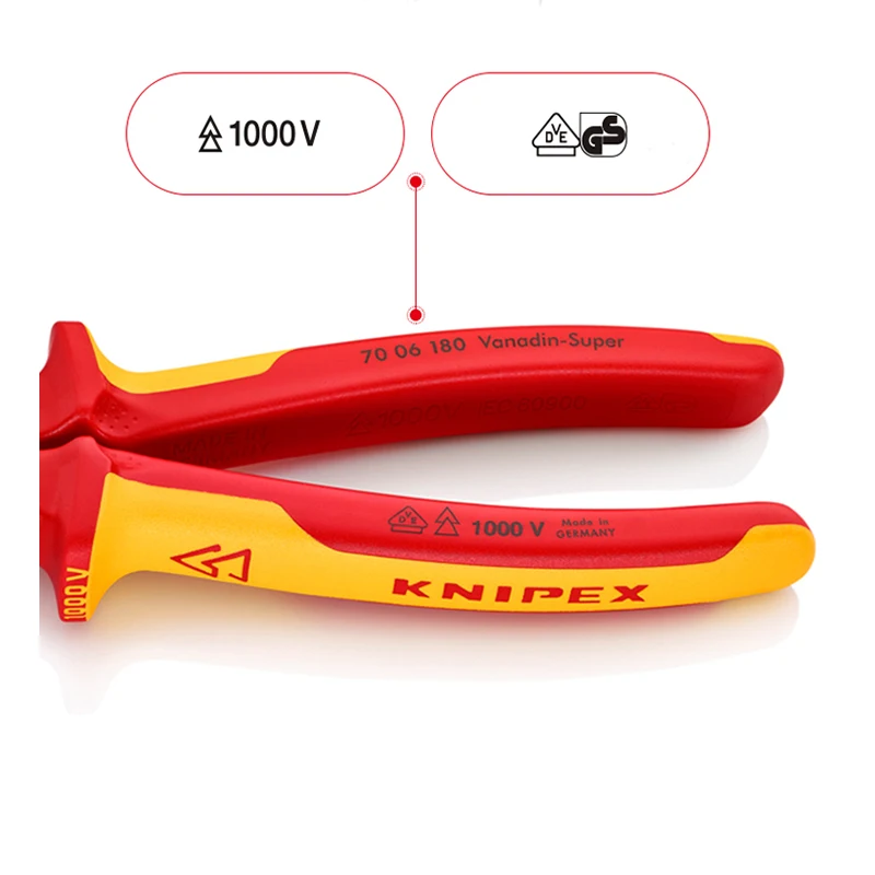 KNIPEX Diagonal Cutter 1000V-insulated (125/140/160/180mm) No.70 06 125/140/160/180