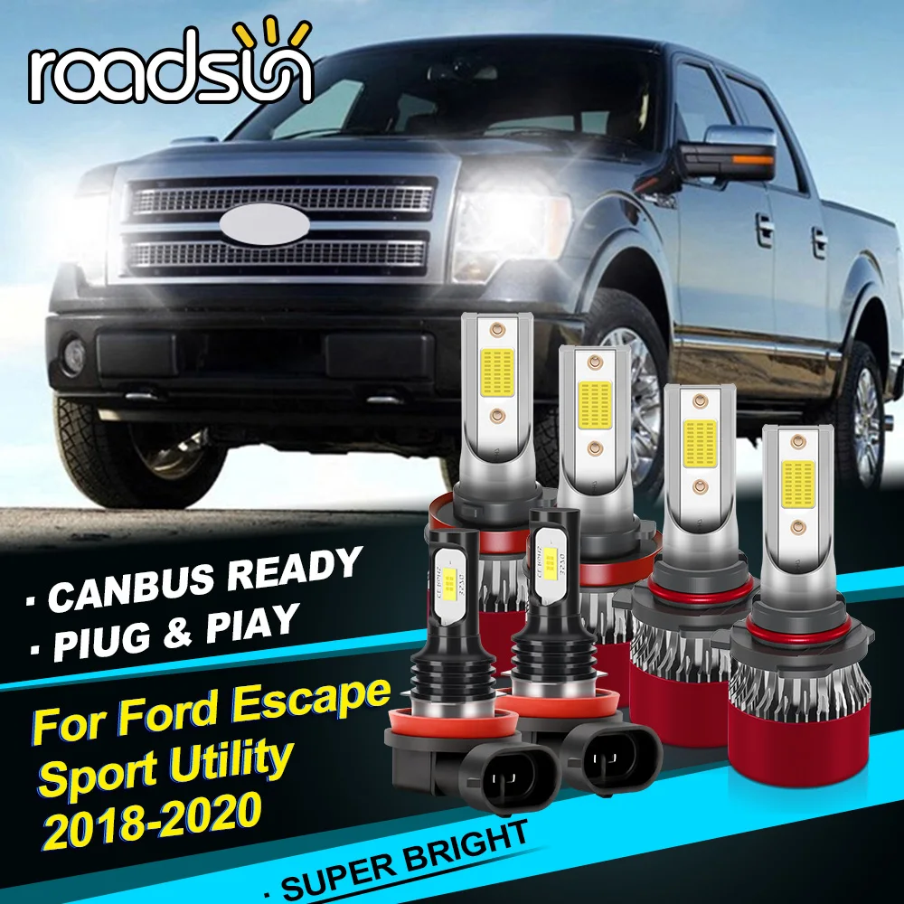 

2/4/6 PCS 28000LM 9005 H11 LED High Brightness Headlights For Ford Escape Sport Utility 2018-2020 High Density Flexible COB