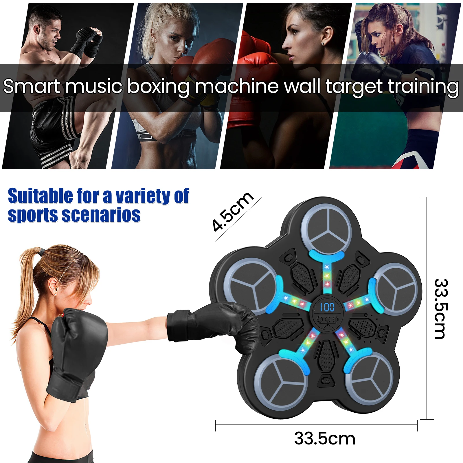 Kids Smart Bluetooth Boxing Training Machine, Wall Mount Punching Trainer with 3 Speed Modes, 3 Volume Levels, Sync Rhythm Lights, Dynamic Music & Digital Score Counter for Kids Indoor Exercise Aa148d9f77eb24f3e9c792acd2ba0587d6