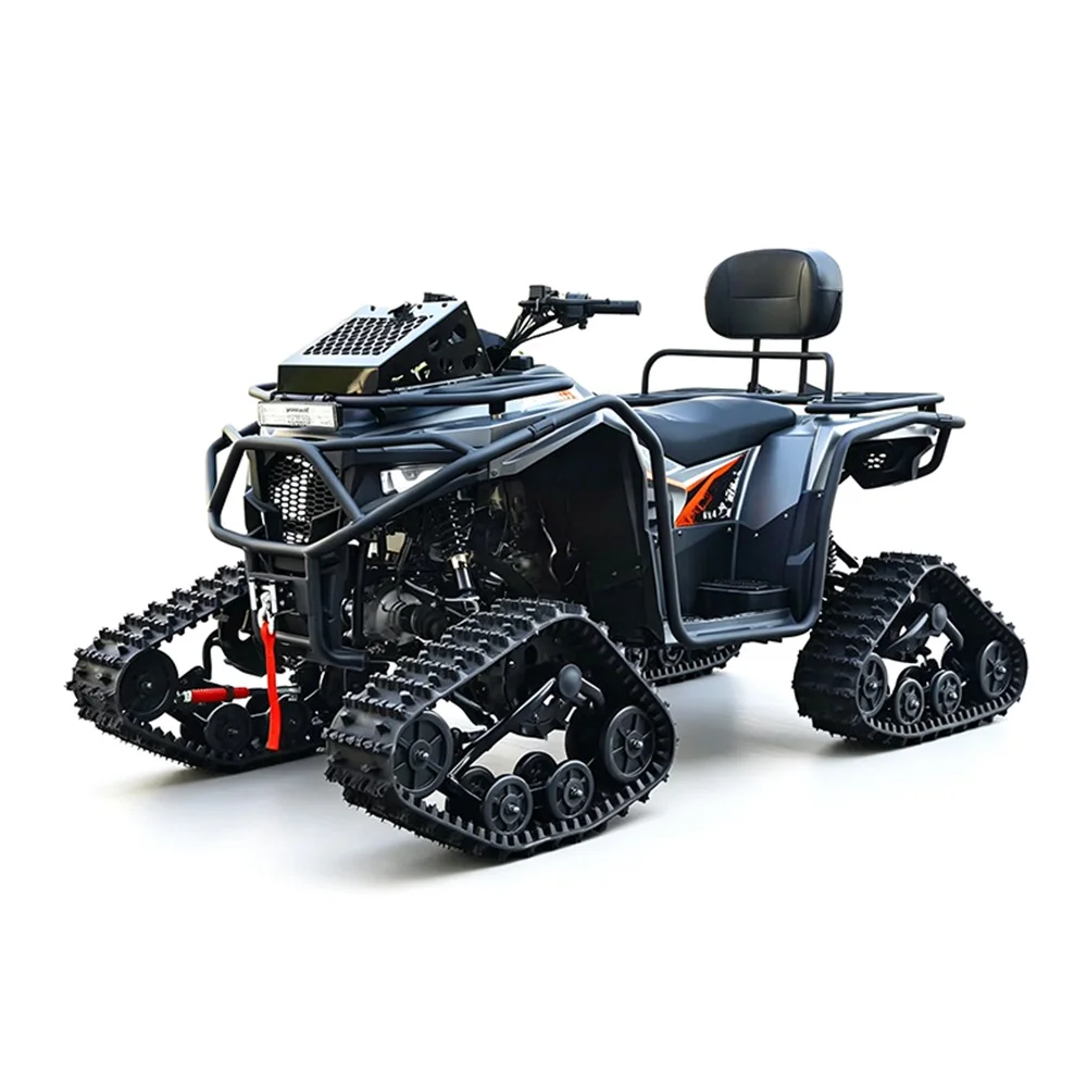 BRAND NEW BUY 2 GET 1 FREE 400cc EFI 4WD ATV Snowmobile Front Rear 4 Track System Independent Suspension Gas Quad Winter All Terrain Tracked Vehicle