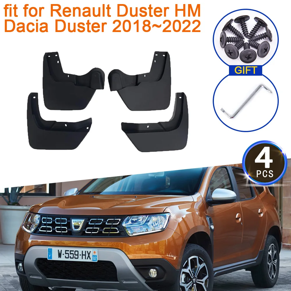 

Брызговики для Renault Duster HM 2018 ~ 2022, аксессуары Dacia Duster 2019 2020 2021, брызговики, передние и задние крылья, колеса, рассеиватели