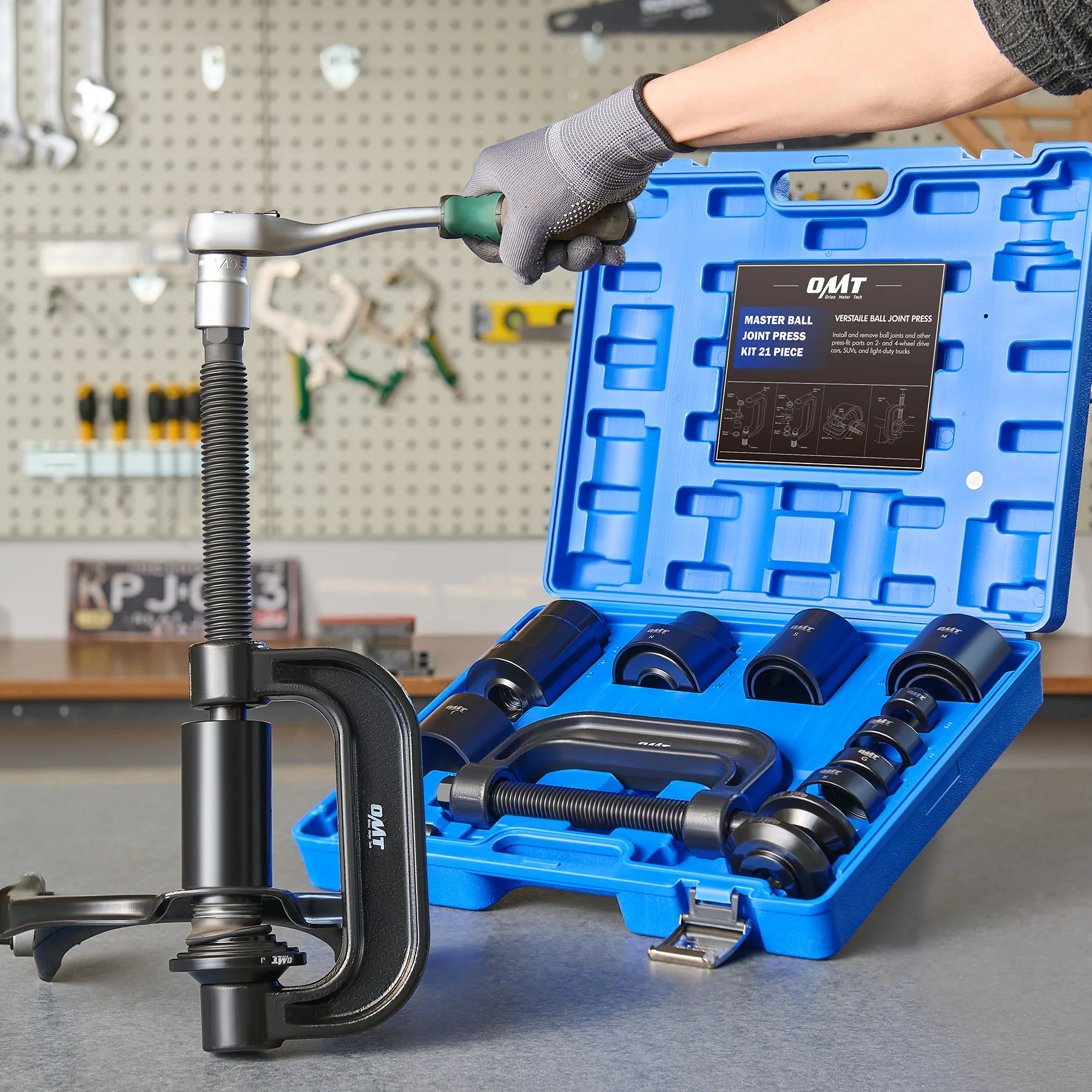 OMT 21 ชิ้น Premium Ball Joint Service Tool & Master Adapter Set w. กระเป๋าหิ้ว สีดํา