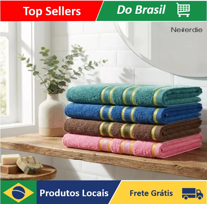 Toalhas Banho Grande 0,70 X 1,40m - Pintar e Bordar Maquina Padrao aleatorio - Neverdie Store