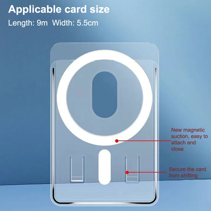 Porta-cartão magnético transparente, cartão bancário ônibus, portátil, fosco PC pegajoso, adequado para xiaomi, apple, huawei