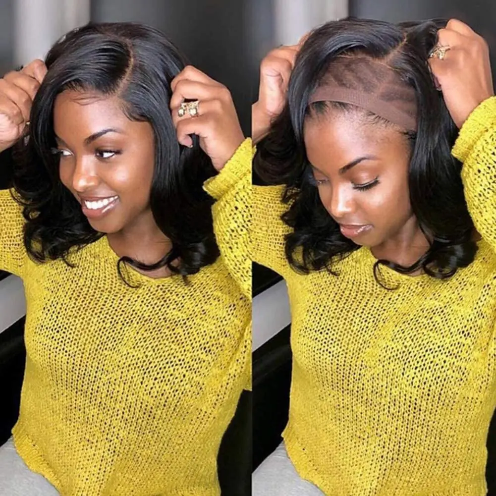 Human Hair Lace Front Wigs Short Bob Wigs Body Wave13X4 Lace Front Bob Wigs Pre Plucked Hairline Human Hair Wigs For Black Women