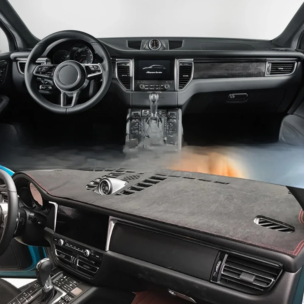 Zamszowa skórzana mata na deskę rozdzielczą Mata na deskę rozdzielczą Dywan Akcesoria do stylizacji samochodów Porsche Macan S GTS OEM 95B 2015 2016-2020 — zdjęcie 2