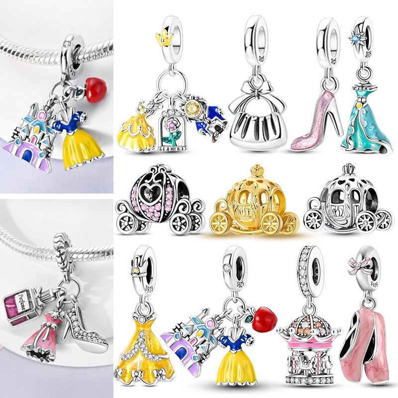 Charms-Anhänger Original 925 Sterling Silber Kürbiskutsche Prinzessin Ballettschuh Charm-Perle Passend für Armband Damen DIY Schmuck Geschenk – Detail 1