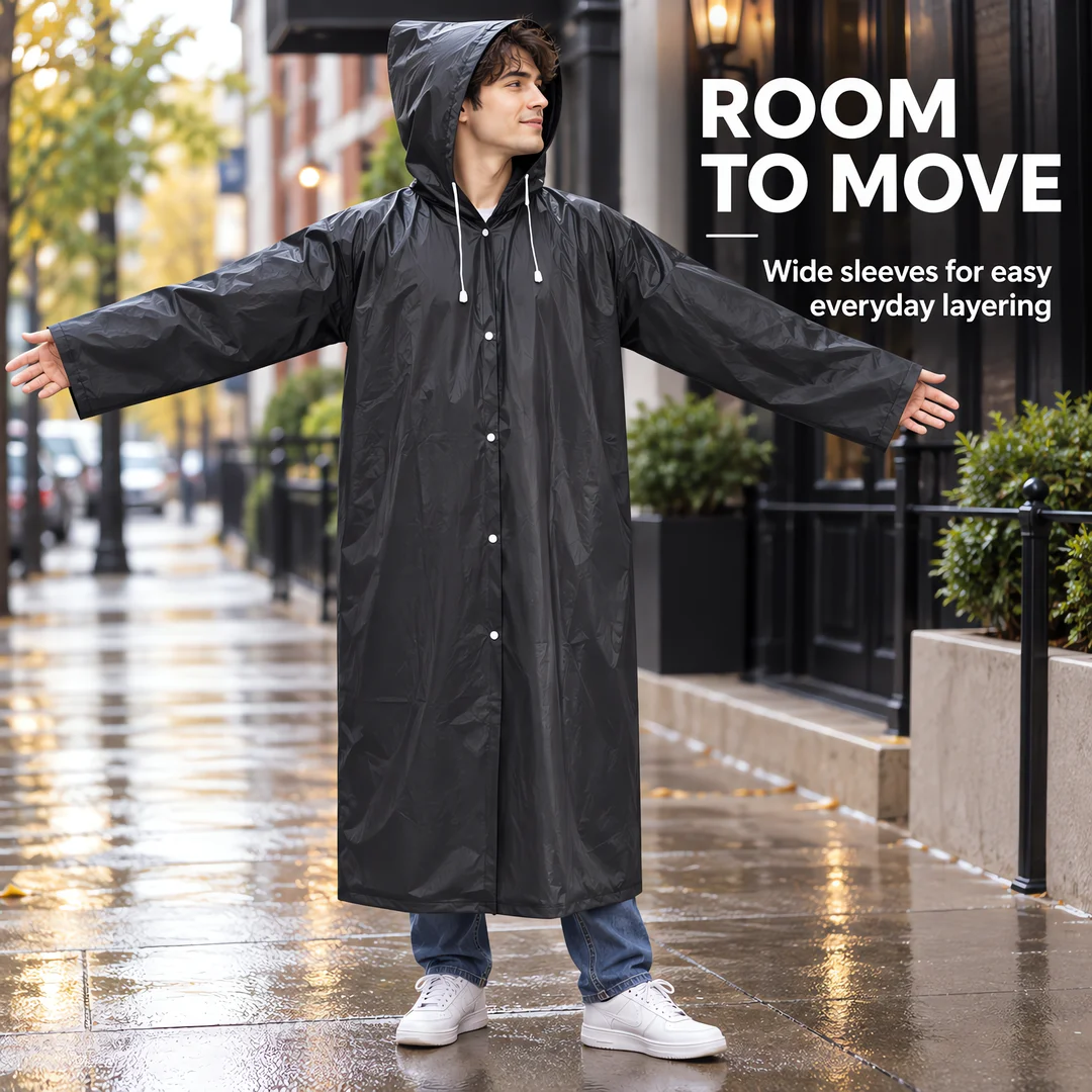 Adult lightweight Reusable Raincoat, 2-Piece Emergency Raincoat for Men and Women, with Hat and Drawstring 4 Adult lightweight Reusable Raincoat, 2-Piece Emergency Raincoat for Men and Women, with Hat and Drawstring 4