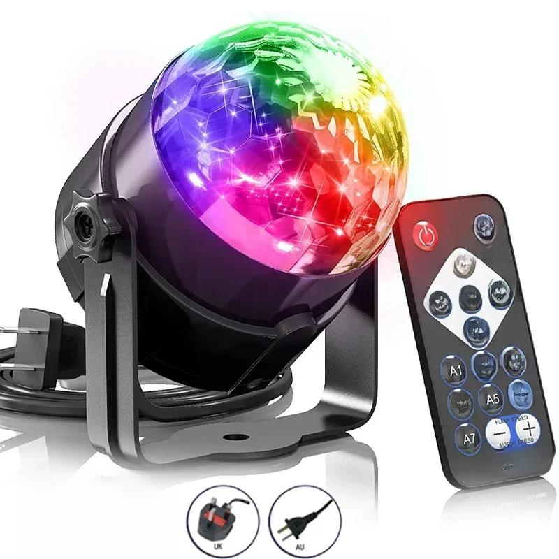 LED scène Disco lumière rotative DJ balle stroboscopique télécommande sonore magique danse voiture RGB cadeau de noël fête Club Laser spectacle lampe
