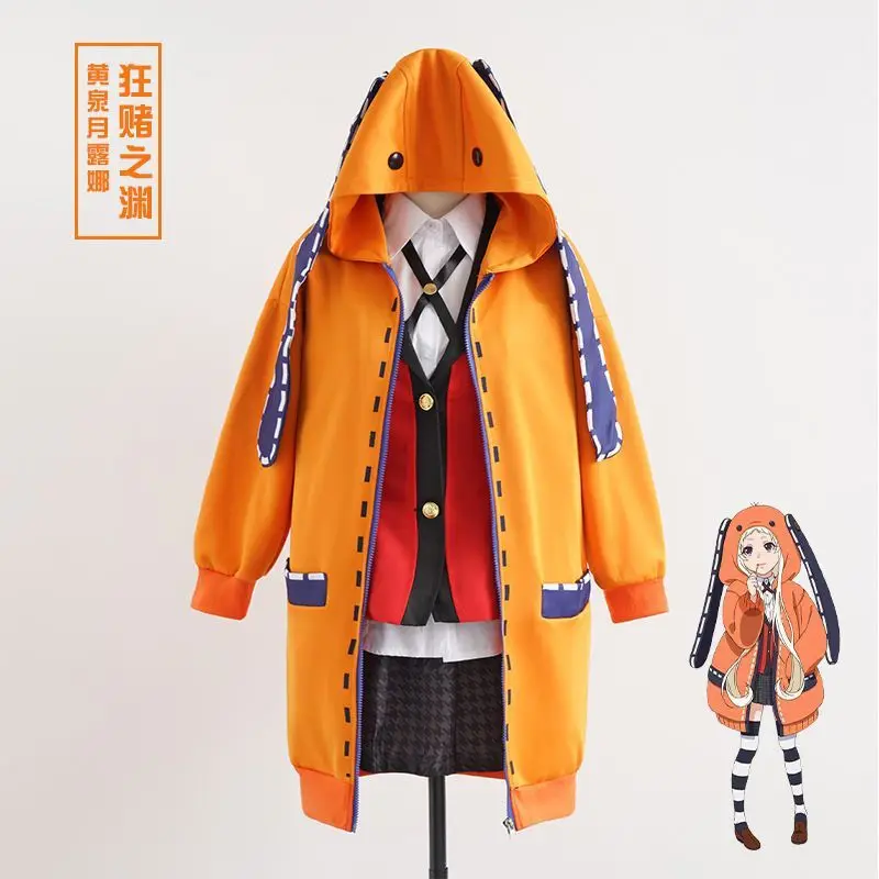 Anime Kakegurui Jabami Yumeko Cosplay Kostüm Sayaka zwanghafte Spieler Uniform Perücke komplette Set Halloween-Kleidung für erwachsene Kinder