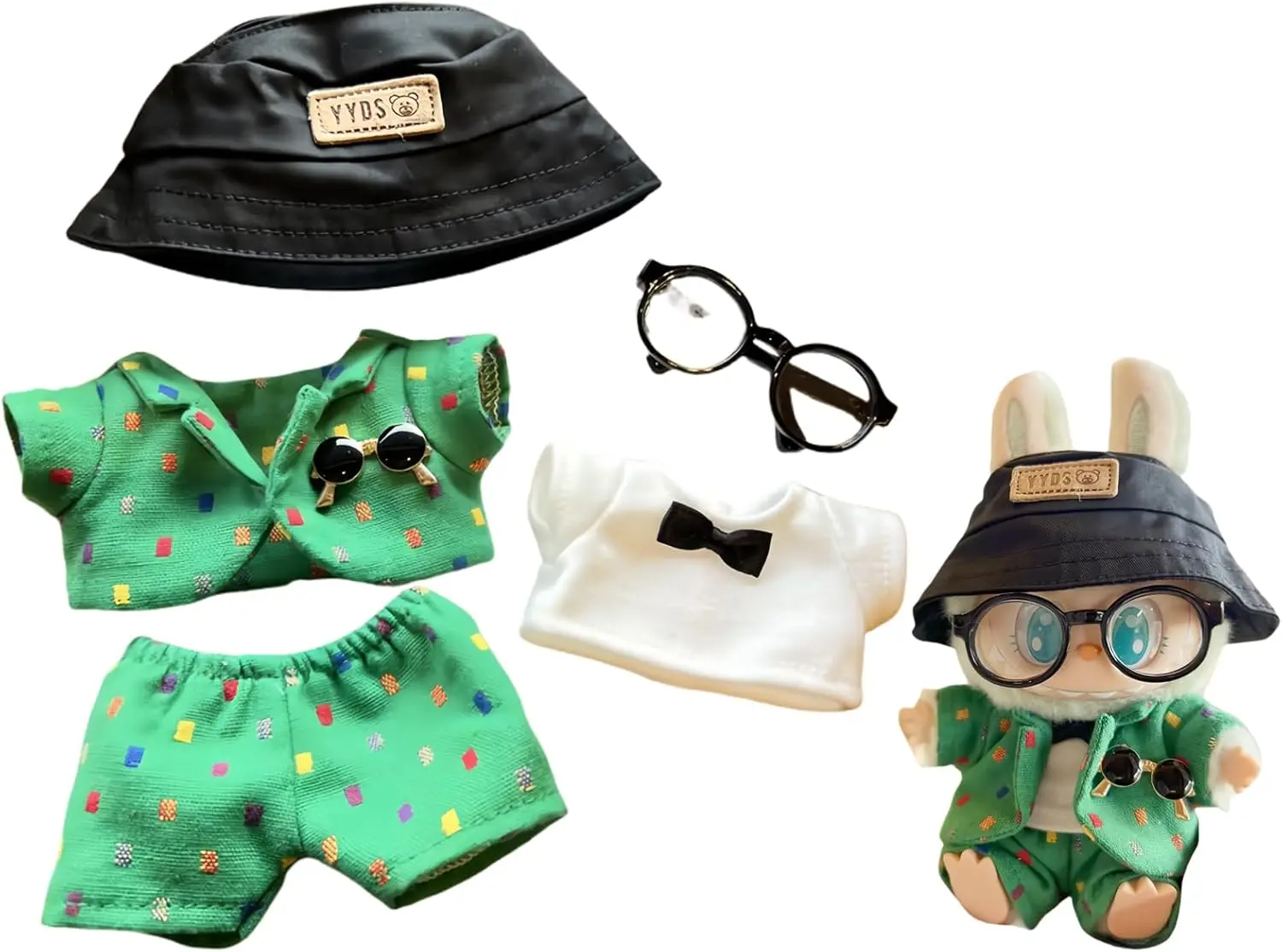 Clothes for Labubu(NO Doll), Hat & Overalls Set for 17cm Labubu Accessories Suit, Cute Clothes for Labubu Dress up Unique Style image 6