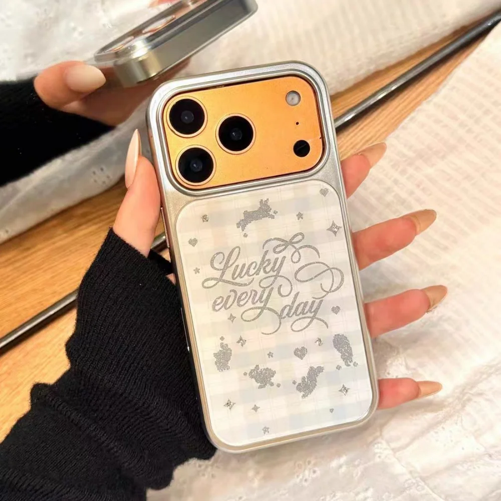 

Hollow Rabbit Love English for Magnetic Stand Phone Case,Suitable for iPhone 15Pro/16/17 Pro Max, New Shockproof Protective Case