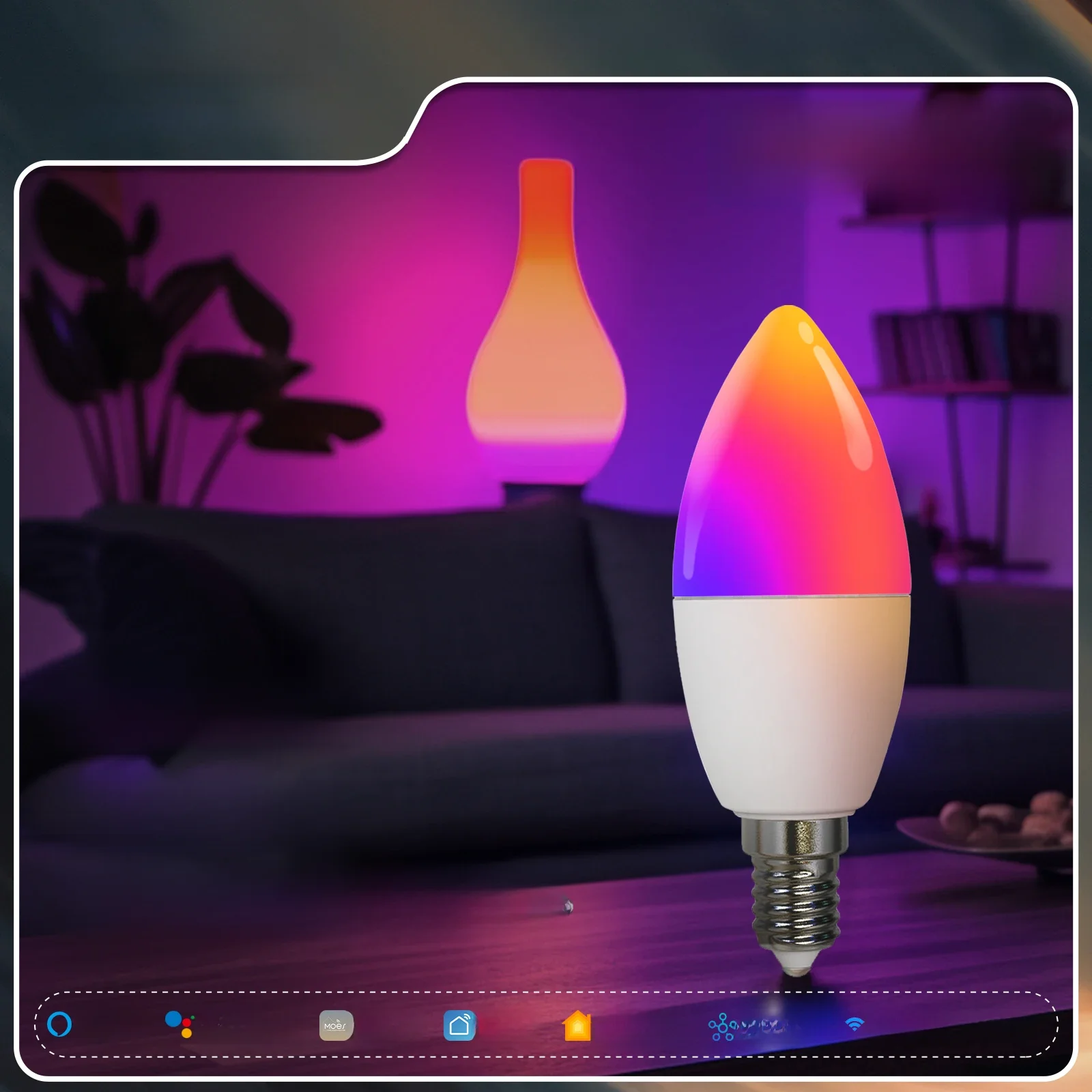 MOES Tuya Matter WiFi Smart Bulb Dimmable Led Light 16 Million RGB Colors E14 Candle Lamp Voice Control Alexa Google Home — zdjęcie 2
