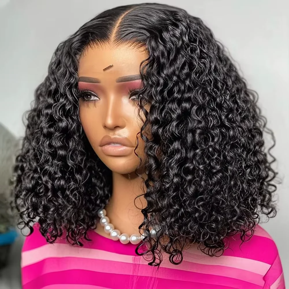 

Вьющиеся короткие парики из натуральных волос 13x4 Кружевной фронтальный парик Бразильские короткие парики с глубокими волнами Предварительно сорванные парики 4x4 с кружевной застежкой