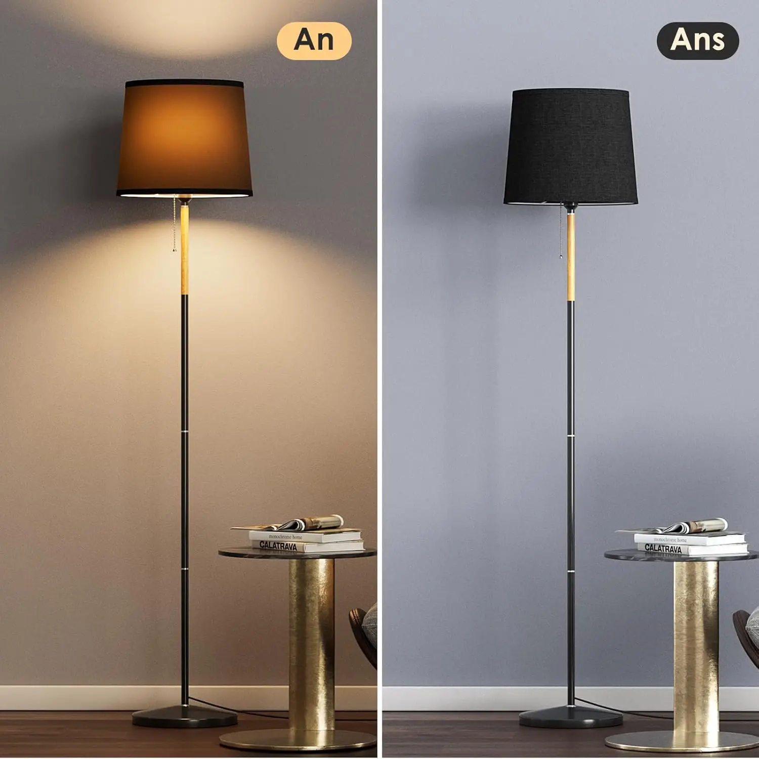 NONE Moderne Stehlampe Design Pole Lampe mit Schirm Hohe Lampe für Wohnzimmer Schlafzimmer Büro Esszimmer Küche E27 Einfach 3