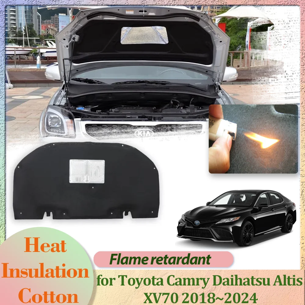 Car Hood Engine Cover for Toyota Camry Daihatsu Altis XV70 2018~2024 Insulation Liner Cotton Pad Soundproof Heat Mat Accessories