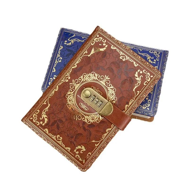 Retro digitaal wachtwoord notitieboek dagboek met slot A5, dagboek perfect voor mannen en vrouwen-PU lederen cijferslot personen privacy - afbeelding 2
