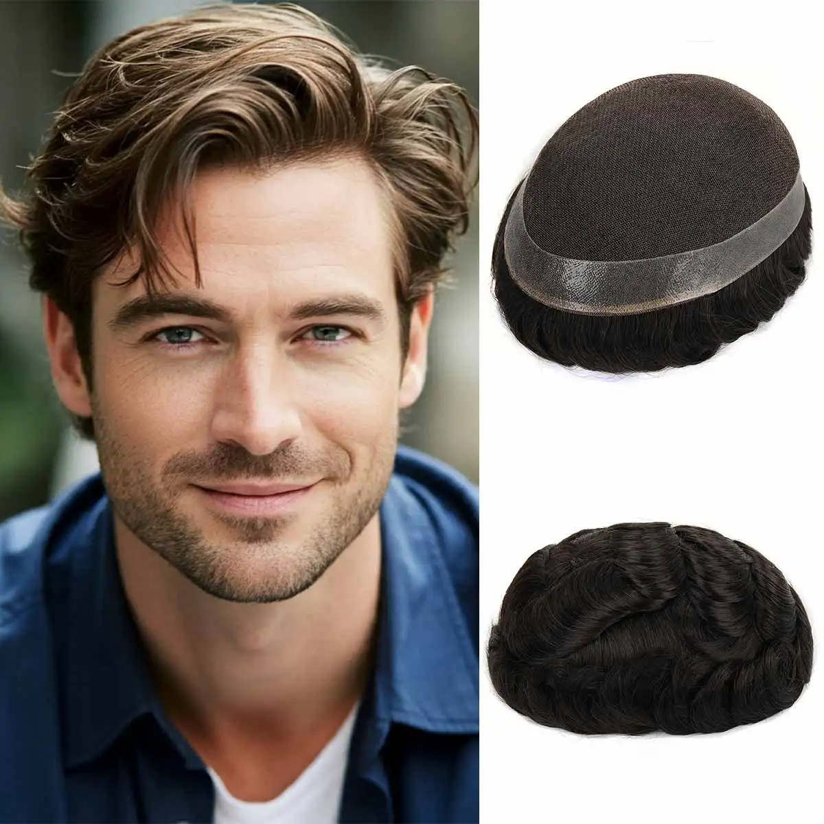 

TUL07 Парик из густых волос для молодежи, дышащая кружевная и искусственная основа, несколько размеров, индийский парик из человеческих волос Remy, кусок человеческих волос для мужчин