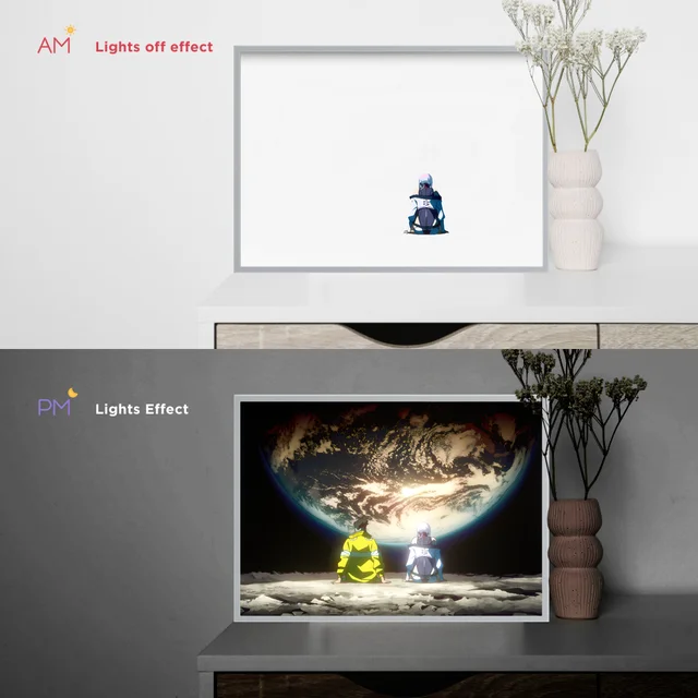 Anime Cyberpunk LED Night Light,HD Photo Frame,USB Plug,Dimming