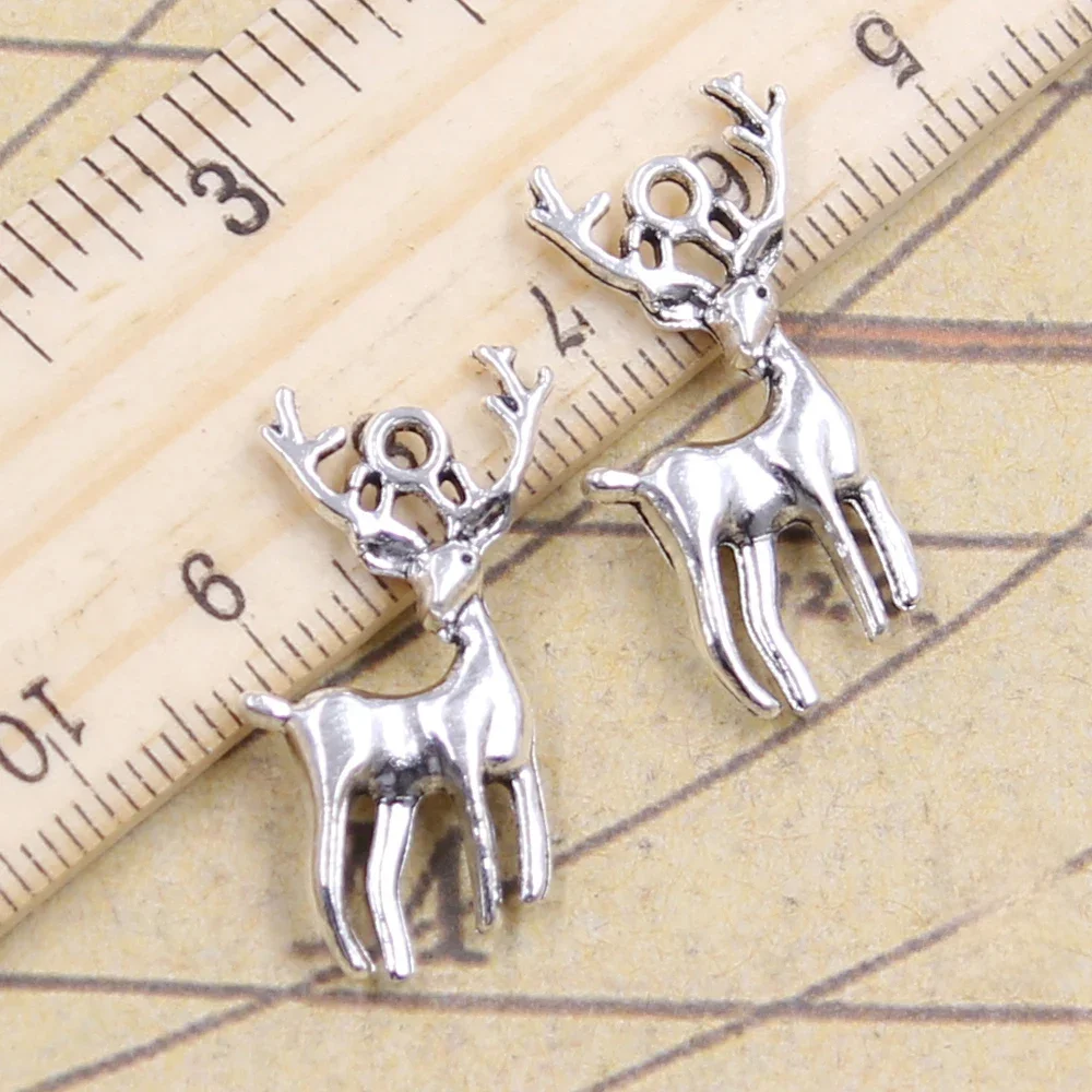 10 sztuk Charms boże narodzenie jelenie Sika 27x18mm tybetański brąz srebrny kolor wisiorki antyczny tworzenia biżuterii DIY Handmade Craft — zdjęcie 2
