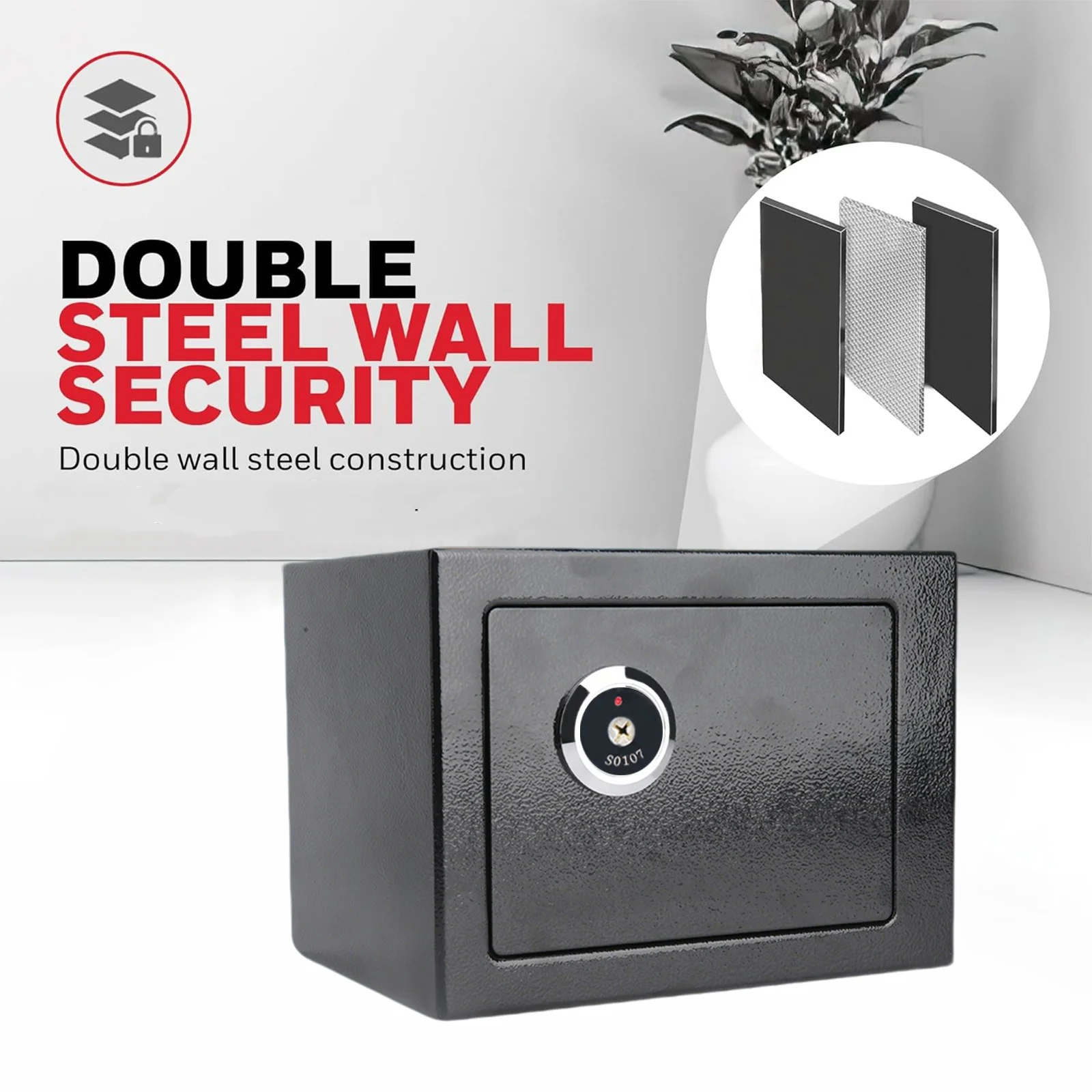 Haushalts-Safe mit Doppel-Schlüsselschloss Praktische Sicherheitsbox mit 3 Schlüsseln – Detail 1