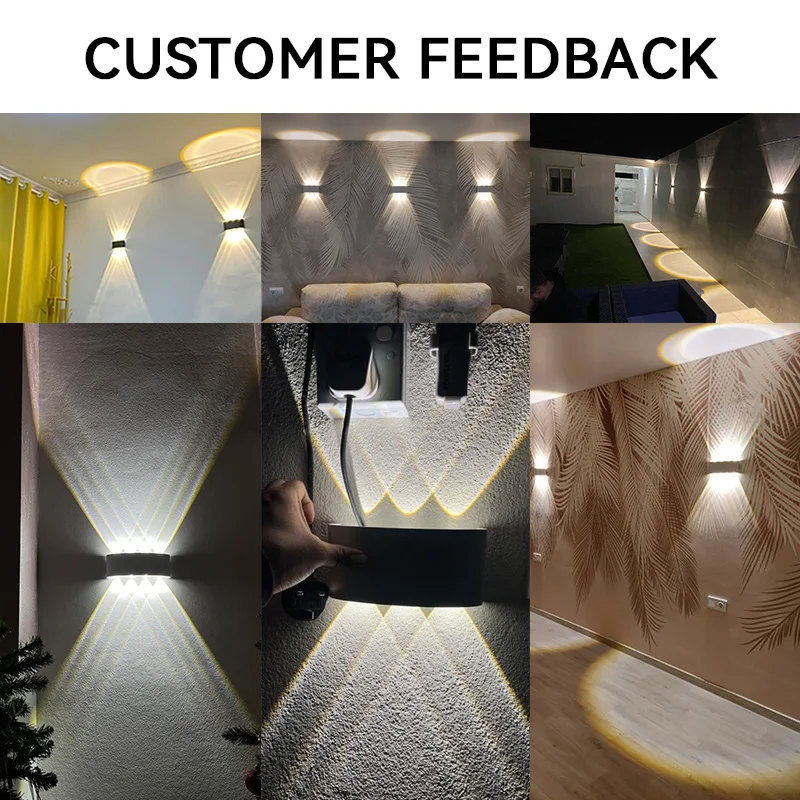 Alüminyum LED Duvar Lambası Su Geçirmez IP65 Açık Bahçe Işıkları 8W 12W İç Duvar Lambası Yatak Odası Oturma Odası Merdiven Aydınlatma için